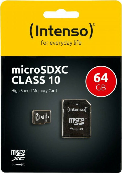 MicroSDXC 64GB Class 10 High Speed με αντάπτορα Intenso