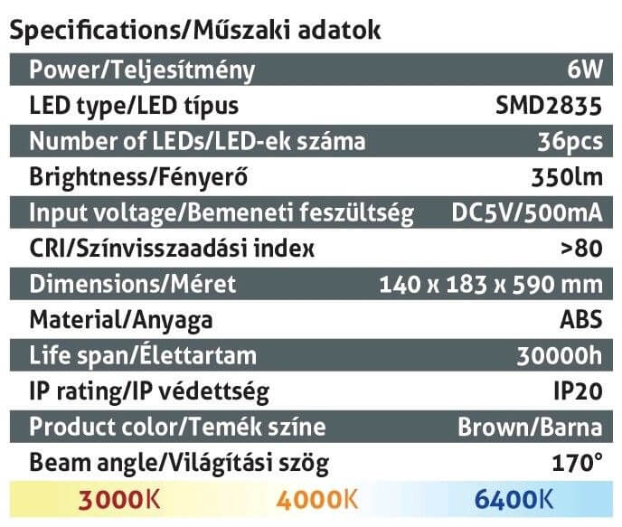 Avide LED Φωτιστικό Γραφείου Δερμάτινο με Ημερολόγιο Καφέ 6W