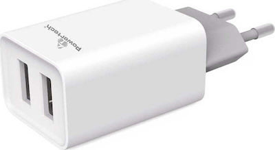 Φορτιστής με 2 Θύρες USB-A Powertech